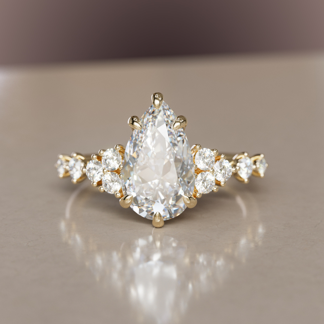 Marquise Shaped Three Stone Lab Grown Diamond Engagement Ring